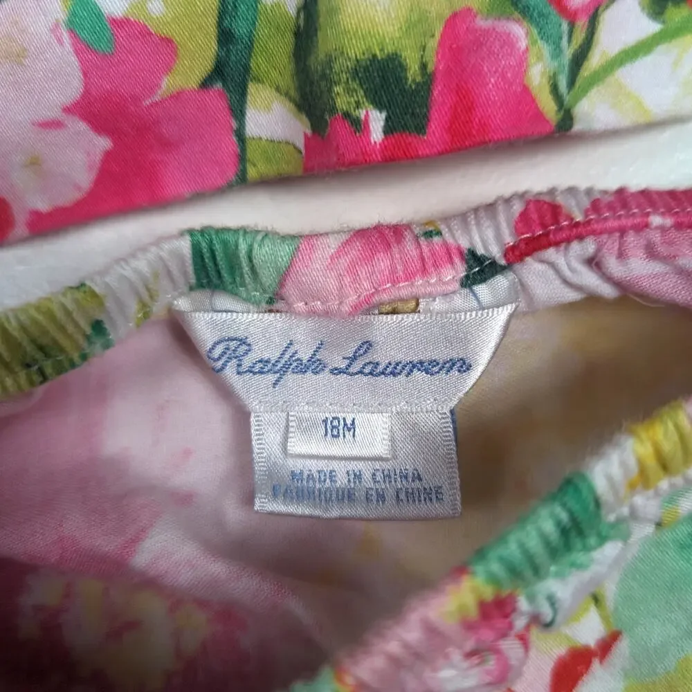Ralph Lauren Dress Girls Sz 18m Floral Girly Preppy Easter Spring